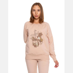 DRESOWA bluza damska BEŻOWA, NADRUK, KLASYCZNA MORAJ